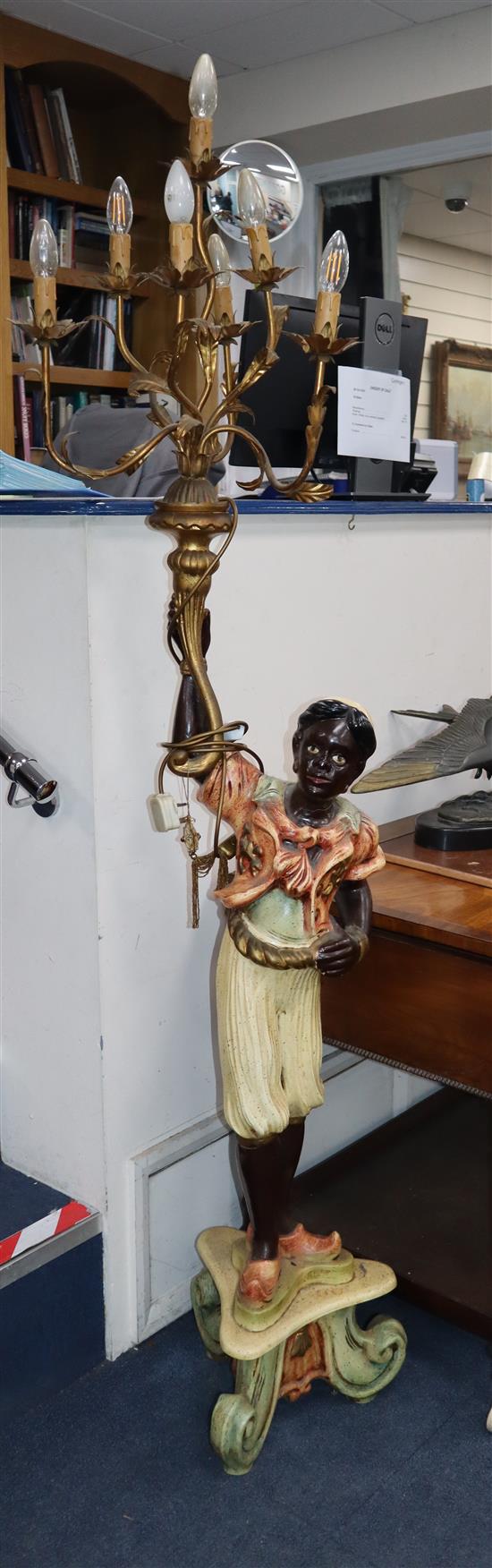 A pair of wood and composition Blackamoor lamp standards H.190cm